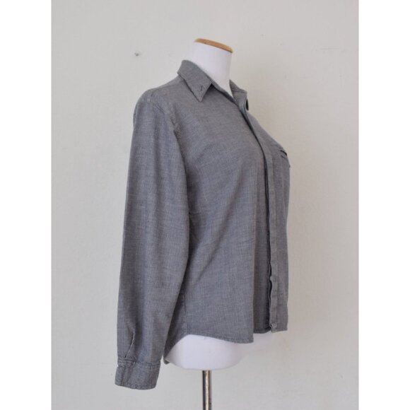 Worrrn Vintage 90s Sha Safari Micro Striped Mens Cotton Shirt size Small - Picture 9 of 10